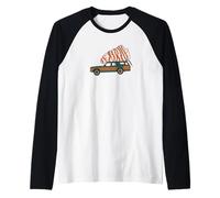 Southern Thanksgiving Station Wagon Turkey Retro Funny Tee Manche Raglan