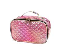 SOUTHJIELING Élégante boîte de maquillage en cuir synthétique avec motif treillis unique, organisateur de produits de toilette tendance pour femmes