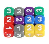 SOUTHJIELING Lot de 12 dés de jeu solides de 13 mm avec grand chiffre, 6 faces en acrylique, dés éducatifs à coins arrondis
