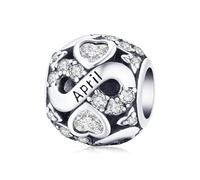 SOUTHPLUS Charms Pendentif Femme Perles Pierre de Naissance des Douze Mois Bijoux pour Européen Bracelets et colliers Meilleur Cadeau Anniversaire Pour Femmes Homme Filles (4-April)