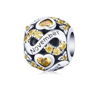 SOUTHPLUS Charms Pendentif Femme Perles Pierre de Naissance des Douze Mois Bijoux pour Européen Bracelets et colliers Meilleur Cadeau Anniversaire Pour Femmes Homme Filles (11-November)