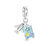 SOUTHPLUS Charms Pendentif Femme Perles Voyage Collection Valise Cabine Terre Carte Bracelets Collier pour Européen Bracelets et colliers Meilleur Cadeau Pour Femmes Homme Filles(Voyages Avion)