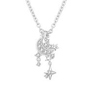 SOUTHPLUS Collier lune et étoile pour femme en argent 925, Chaîne Réglable, Chaîne minimaliste,Cadeau pour femme et petite amie pour la Saint-Valentin, Noël, un anniversaire (Moon Stars)