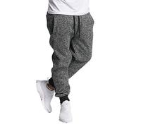 Southpole Pantalon de Jogging Basique en Polaire chiné pour Homme, Noir chiné, L