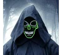 SOUTHSKY LED Maschera Cranio Faccia Maschera Luminosa Maschera Notte Luce Neon EL Light Up for Halloween Costume Cosplay Party (Bronze-Vert+Blanc)