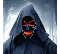 SOUTHSKY LED Maschera Cranio Faccia Maschera Luminosa Maschera Notte Luce Neon EL Light Up for Halloween Costume Cosplay Party (Bronze-Bleu+Rouge)