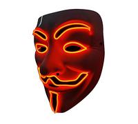 SOUTHSKY Lumière Masques LED masque V For Vendetta masque EL fil s'allume pour Halloween Christmas Costume Cosplay Party (V-RED)