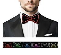 SOUTHSKY Nœud Papillon Lumineux à LED avec Néon,Pré-noué,Réglable,Trois Modes de Flash pour Fête,Halloween,Carnaval,Cosplay, Mariage Nuit Bar Décoration(Rouge)