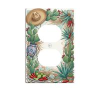Southwestern Cactus And Sombrero Art Duplex Outlet Covers Plate | Sombrero, piments, poterie Talavera, décoration sud-ouest, flore du désert