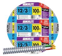 Southwire 68583423 12/3 Type 100-feet 12-gauge 3 conducteurs MC solide en métal revêtus avec câble Aluminium Armour et vert isolé au sol de fils