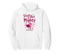 Soutien du Cancer du Sein Petit mais Puissant Rose Sweat à Capuche, Unisexe pour Adultes, Blanc, M