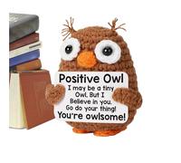 Soutien émotionnel chouette, animaux positifs au crochet | Fait à la main - Hibou positif - de soutien émotionnel avec des mots inspirants pour voiture d'entreprise