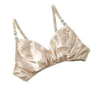 Soutien-Gorge 100% Soie De Mûrier, Soutien-Gorge Triangle Ultra-Fin D'été, Soutien-Gorge Sexy en Satin Double Face, Bras sans Fil Confortable Au Quotidien(06,40/90)