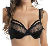 Soutien-gorge 2026 pour femme : soutien-gorge élégant quart de bonnet avec broderie en dentelle transparente séduisante, parfait pour un usage quotidien, Noir , S