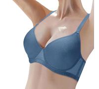 Soutien-gorge 2026 pour femme - Soutien-gorge fin sans coutures avec soutien doux - Grande poitrine - Petit bonnet semi-ferme - Respirant, bleu, 85B
