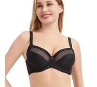 Soutien-gorge à bonnets entiers pour femmes, armatures en U, couverture à 360 degrés, ne bouge pas lorsque vous courez ou sautez.(Black,90H)
