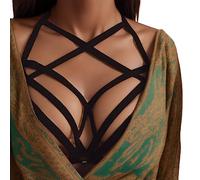 Soutien-gorge à bretelles en forme de cage - Bandage évasé - Soutien-gorge élastique - Bustier sexy - Ensemble de bondage, Noir , M