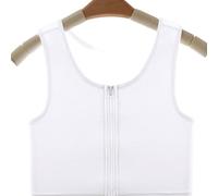 Soutien-Gorge à Fermeture Avant Soutien-Gorge cintré à Fermeture éclair sur Le Devant, révélant Un Petit Gilet de Sport Super Plat, Design Fin et rétrécissant(L,White)