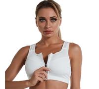 Soutien-Gorge à Fermeture Avant Soutien-Gorge de Sport à Fixation Frontale, Haut Court, Fitness, vêtements féminins, for Gymnastique, Lingerie féminine, Course Pied, Push Up(XL,White)