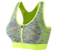 Soutien-Gorge à Fermeture Avant Soutien-Gorge de Sport for Femmes, Fermeture éclair Avant, Gilet Course, Antichoc, Haut Court, Gym, Jogging, Hauts féminins(M,Fluorescent Green)