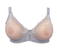 Soutien-gorge à poche en dentelle transparente pour formes de poitrine en silicone pour mastectomie Crossdresser Faux seins 8309JIAN (40 For40ABCD, gris)