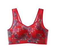 Soutien-gorge à porter avec une sangle dos nu - Couverture complète - Soutien-gorge confortable sans armatures - Soutien-gorge sans armatures pour femme, Rouge, 3XL