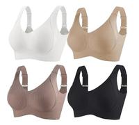 Soutien Gorge Adele-Hues, Adèle Hues Soutien Gorge, Soutien-Gorge sans Armatures Grande Taille, Push-Up Invisible (FR/ES, Alpha/Lettres, 4TG, Taille Normale, Taille Normale, Mélanger*4)
