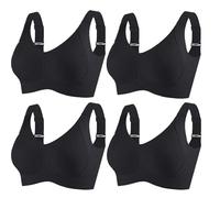 Soutien Gorge Adele-Hues, Adèle Hues Soutien Gorge, Soutien-Gorge sans Armatures Grande Taille, Push-Up Invisible (FR/ES, Alpha/Lettres, TTG, Taille Normale, Taille Normale, Noir*4)