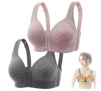 Soutien-Gorge Auto-Chauffant COLORIVER, Soutien-Gorge Coloriver Detox & Shape Power Lift, Soutien-Gorge De Levage Ionique Et De Détoxification Lymphatique (Gris + Rose,42/95)