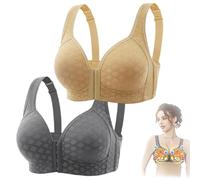 Soutien-Gorge Auto-Chauffant COLORIVER, Soutien-Gorge Coloriver Detox & Shape Power Lift, Soutien-Gorge De Levage Ionique Et De Détoxification Lymphatique (Gris + Abricot,42/95)