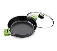 Soutien-gorge avant peu profonde cocotte avec couvercle en verre et poignées en silicone, noir, 36 cm Noir G