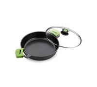 Soutien-gorge avant peu profonde cocotte avec couvercle en verre et poignées en silicone, noir, 36 cm