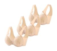 Soutien Gorge Balconnet Soutien-Gorge Femme en Dentelle Confortable 3 Pièces sans Armatures pour Yoga et Sommeil avec Soutien Réglable et Design Latéral Élégant 3pièces (Beige, XXXL)
