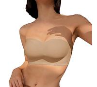 Soutien Gorge Bandeau Brassiere Femme sans Bretelles Grande Taille Decollete Plongeant Push Up pour Robe De Mariée Poitrine Dos Nu Bretelle Transparente Attache Soutif Amovible Mariage,Kaki,A