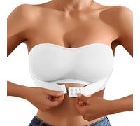 Soutien Gorge Bandeau Dos Transparent Nu Grande Taille Bretelle Large Soutien-Gorge avec Armature Amovible Push Up Invisible Femme Bra Bustier Forte Poitrine sans AntiBrassiere Sport