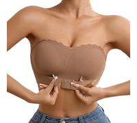 Soutien Gorge Bandeau Dos Transparent Nu Grande Taille Bretelle Large Soutien-Gorge avec Armature Amovible Push Up Invisible Femme Bra Bustier Forte Poitrine sans AntiBrassiere Sport