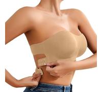 Soutien Gorge Bandeau Femme sans Bretelles, Anti-Dérapant Silicone, Brassière Tube Élastique sans Rembourrage, Boucle Avant Réglable Soutien Gorge sans Bretelles, Soutien-Gorge Dos Nu