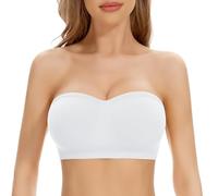 Soutien-Gorge Bandeau sans Bretelles Taille Plus T-Shirt pour Femme Bandeau Poitrine sans Couture Brassiere Élastique Soutien Gorge Invisible Extensible (Blanc, L)