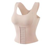 Soutien-Gorge boutonné à la Taille 4 en 1 for Femmes, débardeur de contrôle du Ventre, correcteur de Posture et Hauts Corset Amincissants sans Couture(Beige,XXXL)