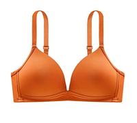 Soutien-Gorge Bra Femme Femmes à la Mode Couleur Unie lumière Sexy V Profond réunis sans sous-vêtements Anneau en Acier Ensemble Couple Pull (Orange, XL)