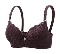 Soutien-gorge classique en dentelle pour femme avec armature push-up réglable - Bustier confortable sans coutures - Rembourré - Entraînement de sport - Lingerie quotidienne - Yoga, marron, 38