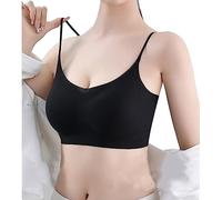 Soutien-Gorge Confort d'été Ultra-Fin en Soie glacée Grande Taille, Soutien-Gorge Air en Soie glacée avec Coussin Amovible, Respirant et léger, Soutien-Gorge sans Couture (Schwarz,3XL)