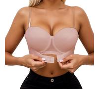 Soutien-gorge confortable avec fermeture avant, bretelles réglables et design amovible pour toutes les saisons et bustier de style polyvalent, Rose clair, 95C