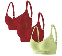 Soutien-gorge confortable pour femme avec décolleté en V profond sans gelée, poitrine fine et grande taille, soutien-gorge confortable pour femme, Rouge, M