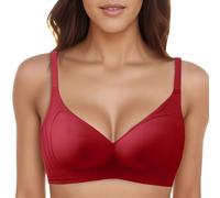 Soutien-gorge confortable pour tous les jours - Support souple - Trois lettres - Tendance - Bonnet fixe - Sans anneau en acier - Soutien-gorge arrière en forme de U pour un usage quotidien, Rouge, L