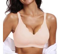 Soutien-gorge confortable sans armatures - Gros seins - Maintien solide - Doux - Sans coutures - Col en V - Confortable - Soutien-gorge de sommeil - Bralette rembourrée - Sans armatures, Rose, M