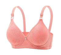 Soutien-gorge confortable sans coutures pour femme, bonnets souples, maintien sans armature, pour tout le monde, sous-vêtements de t-shirt, respirant, léger en dentelle, Rouge pastèque, 46