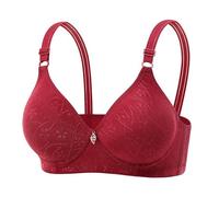 Soutien-gorge confortable sans coutures pour femme, bonnets souples, maintien sans armature, pour tout le monde, sous-vêtements de t-shirt, respirant, léger en dentelle, rouge, 44