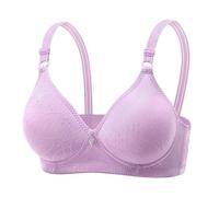 Soutien-gorge confortable sans coutures pour femme, bonnets souples, maintien sans armature, pour tout le monde, sous-vêtements de t-shirt, respirant, léger en dentelle, lilas, 42