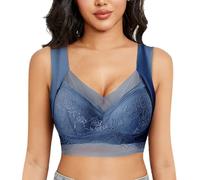 Soutien-gorge correcteur de posture confortable pour femme - Soutien-gorge non filaire - Sans fil - Respirant - Confortable - Push Up - Sexy - Sans armatures - Grandes tailles, bleu-b, 4X-Large